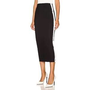 Wardrobe NYC Black White Side Stripe Panel Stretch Tube Athleisure Maxi Skirt S